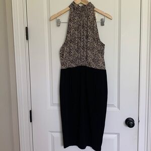 Theme Women’s Classic Form Fitting Dress Black/Tan M